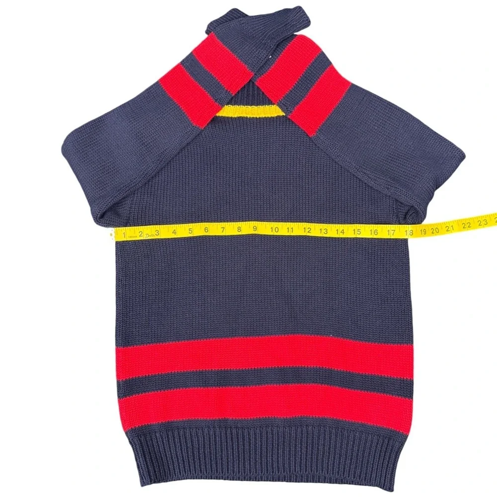 Polo‎ Ralph Lauren Navy Red Yellow Stripe Knit Turtleneck Sweater Small